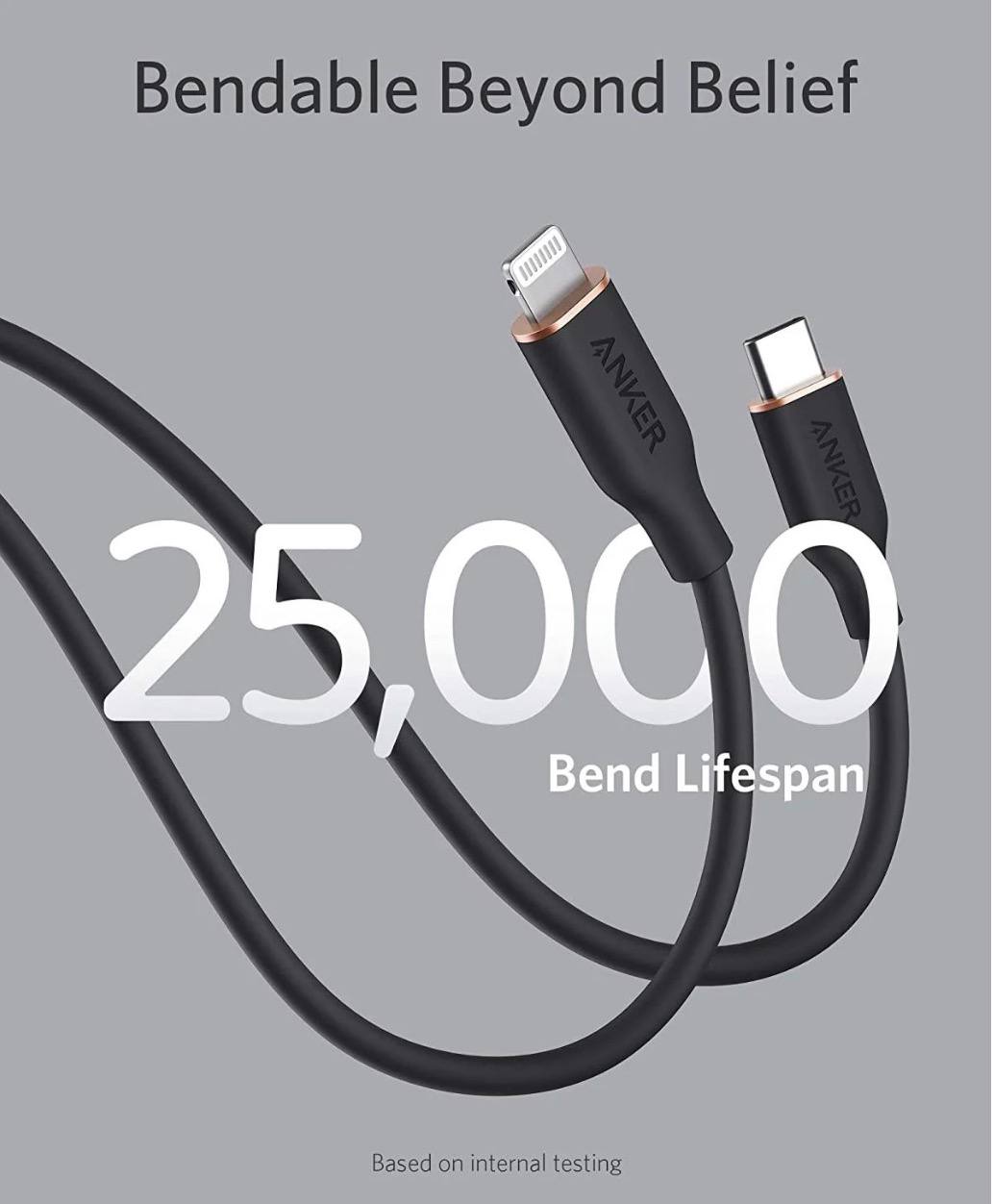 Кабель USB-C - Lightning ANKER MFI PowerLine Ill Flow 1.8
метра A8663